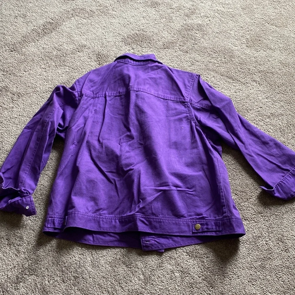 Jessica London Purple Denim Skirt Jacket Set Button Front Midi SIZE 20/12
